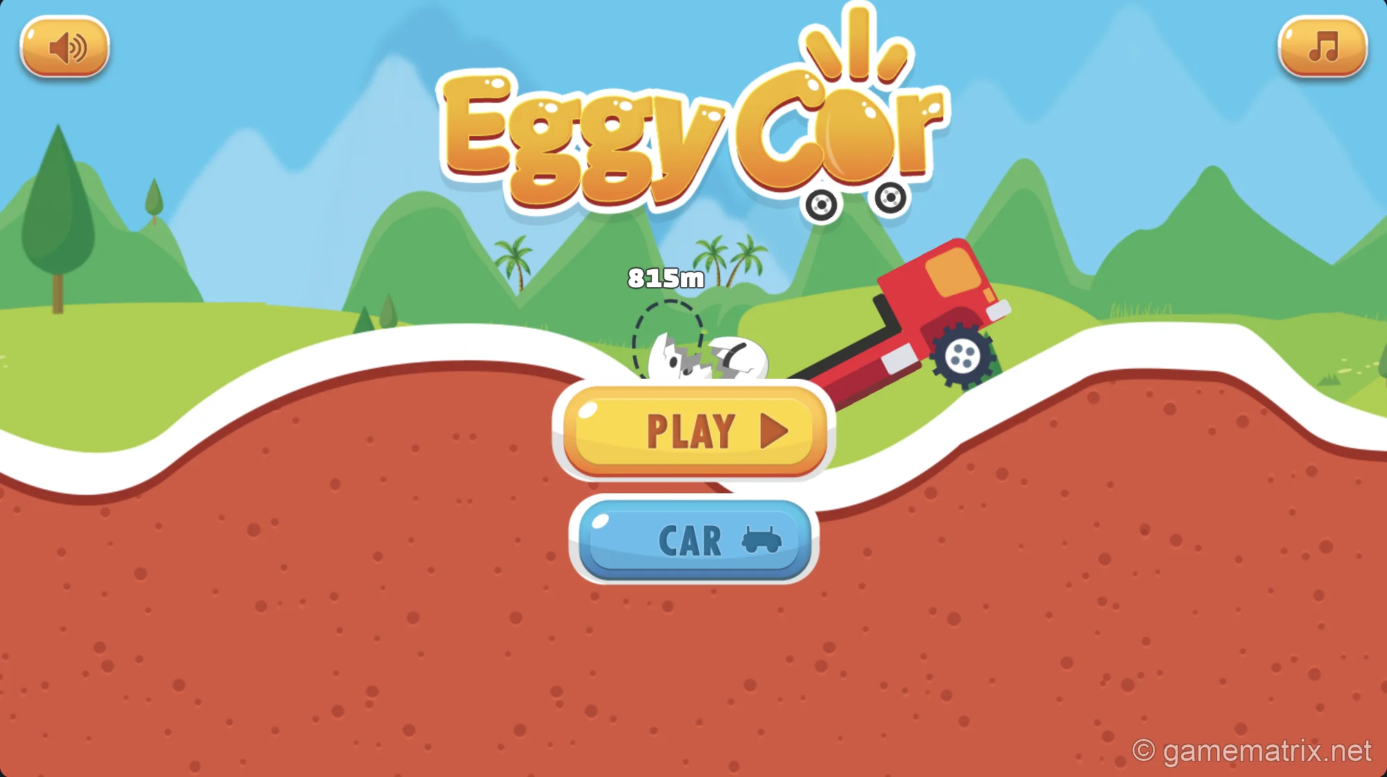 Eggy Car personal best achievement of 815 meters distance record